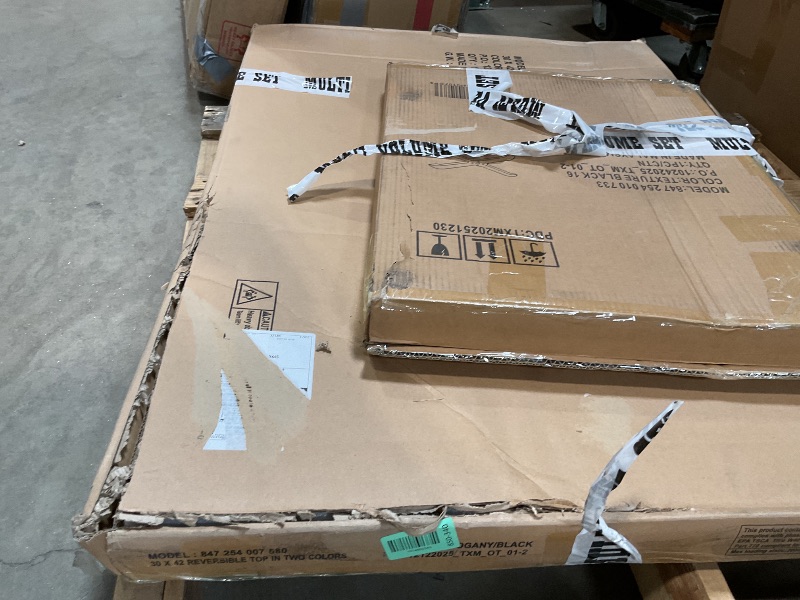 Photo 1 of ** 2 boxes. color is reddish black**Flash Furniture 30'' x 42'' Rectangular Black Laminate Table Top with 23.5'' x 29.5'' Table Height Base