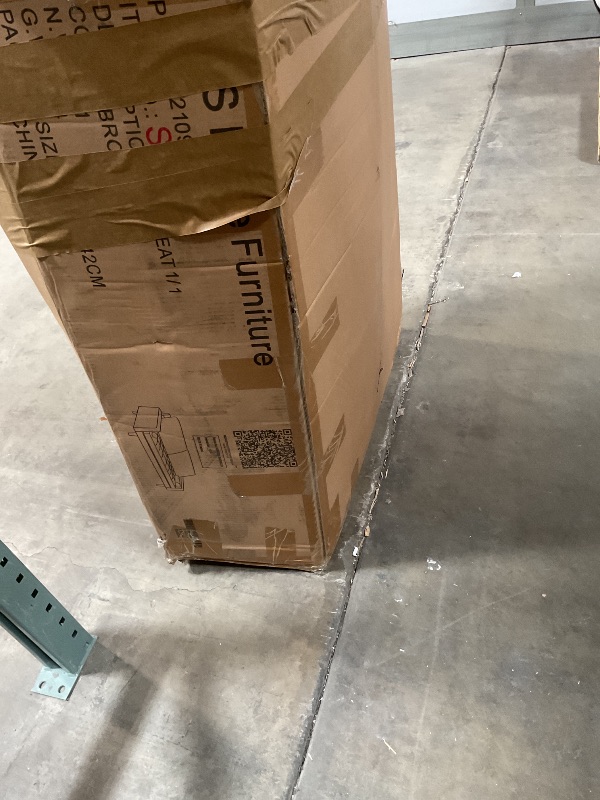 Photo 1 of ***POSSIBLY FOR PARTS UNKNOWN MISSING PIECES/ BOX DAMAGED 1 SIDE**** Container Furniture Direct Womble Mid Century Modern Couch with Bolster Pillows, PU Leather Upholstered Tufted Seat, Versatile Retro Design for Comfortable Living Spaces, Loveseat