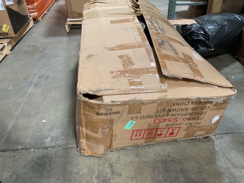 Photo 1 of ***POSSIBLY FOR PARTS UNKNOWN MISSING PIECES/ BOX DAMAGED 1 SIDE**** Container Furniture Direct Womble Mid Century Modern Couch with Bolster Pillows, PU Leather Upholstered Tufted Seat, Versatile Retro Design for Comfortable Living Spaces, Loveseat