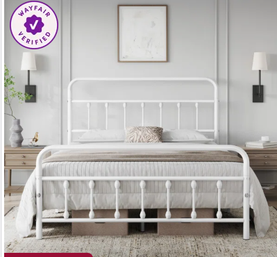 Photo 1 of ***PHOTO FOR ITEM REFERENCE STYLE MAY NOT BE EXACT*** Classic Queen Iron Platform Bed with High Headboard and Footboard