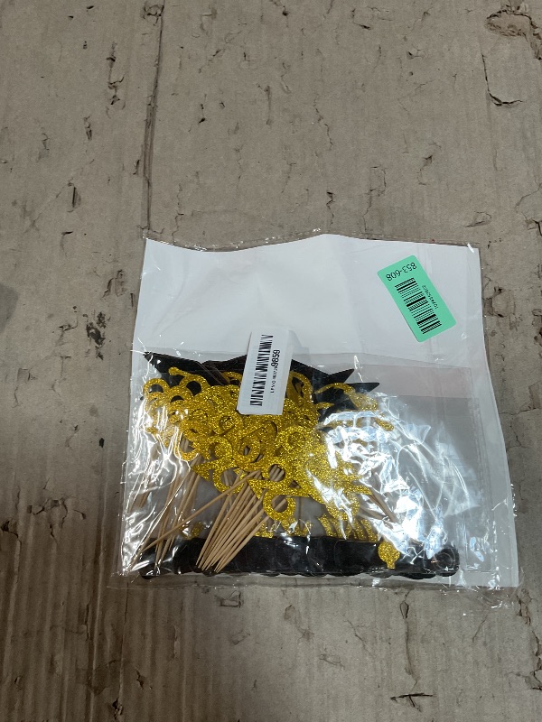 Photo 1 of 2026 Graduation Cupcake Toppers 48 Pack, Pre-Assembled Food & Appetizer Picks, Black Gold Grad Cap & Diploma Cupcake Decorations for Graduation Party
