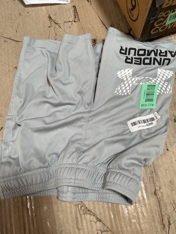 Photo 1 of **MINOR MATERIAL DAMAGE ***Under Armour Boys Tech Logo Shorts, (011) Mod Gray / / White, Medium