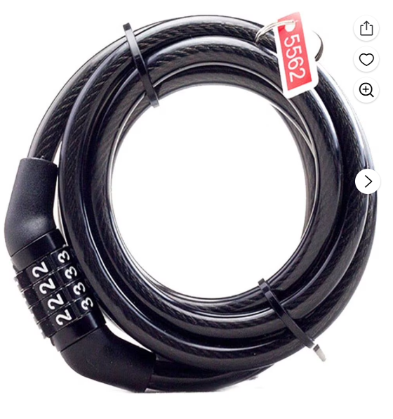 Photo 1 of **PHOTO FOR ITEM REFERENCE/ MISSING KEYS*** Bike Locks With Combination High Security,Bike Cable Basic Self Coiling Resettable Combination Cable Bike Locks ,Black