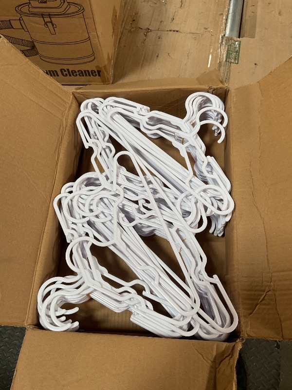 View 2 of 100 Pack White Kids Hangers 11.6 Inch - Baby Clothes Hangers for Toddler & Child, Durable Plastic Children's Hangers for Closet, Pants, Coats, Skirts (Non-Slip, Space-Saving)