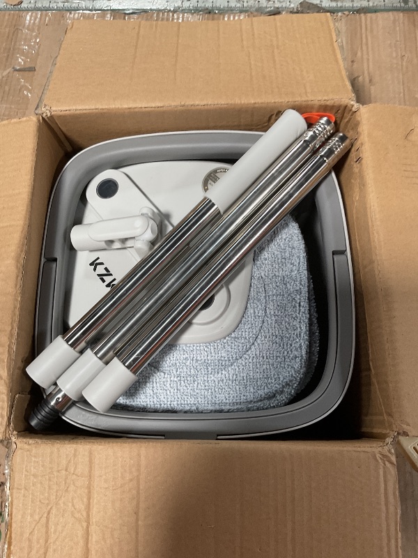 Photo 1 of ***RECOMENDED FOR PARTS/ DEFECTIVE**** pin Mop and Bucket Set with Self Separation Dirty and Clean Water System, Self Wringing 360° Rotating Square Mop Head for Home Floors Cleaning (1.0 Mop and Bucket Set (6 Pads))