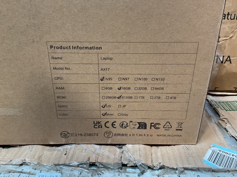 Photo 1 of **FOR PARTS ONLY/ NON-FUNCTIONAL*** MALLRACE 2026 New Laptop,17.3-Inch FHD Display Laptop with Quad Core-12th Alder Lake N95(Up to 3.4GHz), 16GB RAM 512GB ROM Traditional Laptop Computer, 6000Mah Battery,Silver
