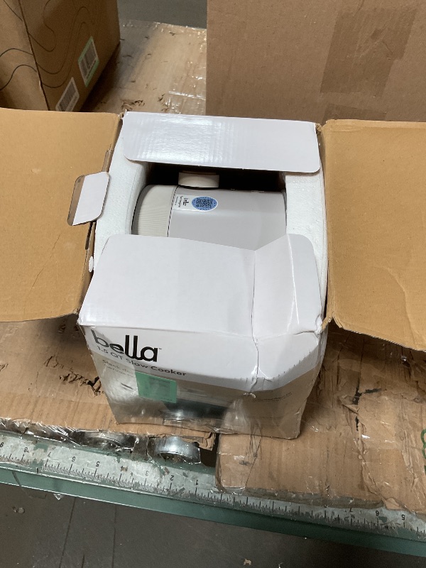 Photo 1 of **FOR PARTS NON-FUNCTIONAL/ MISSING LID** bella 1.5 Qt Slow Cooker with 3 Heat Manual Control, Ceramic Nonstick Coating, Dishwasher Safe Stoneware Pot and Tempered Glass Lid, Tangle Free Cord Wrap & Cool Touch Handles, Oatmilk