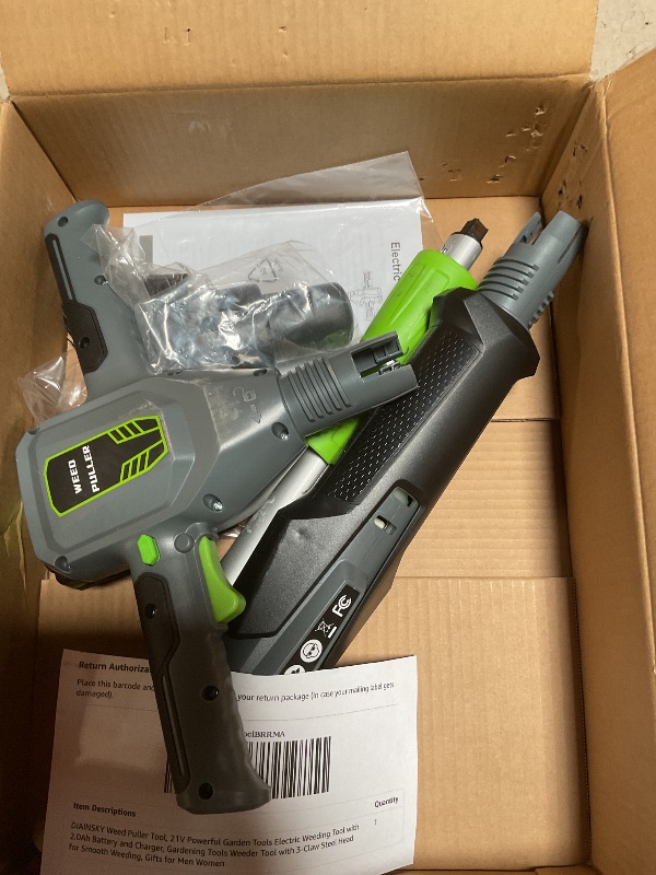Photo 1 of **RECOMENDED FOR PARTS/ HAS ISSUES STAYING CHARGED *** Diainsky Puller Tool, 21V Powerful Garden Tools Electric Weeding Tool with 2.0Ah Battery and Charger, Gardening Tools Weeder Tool with 3-Claw Steel Head for Smooth Weeding, Gifts for Men Women