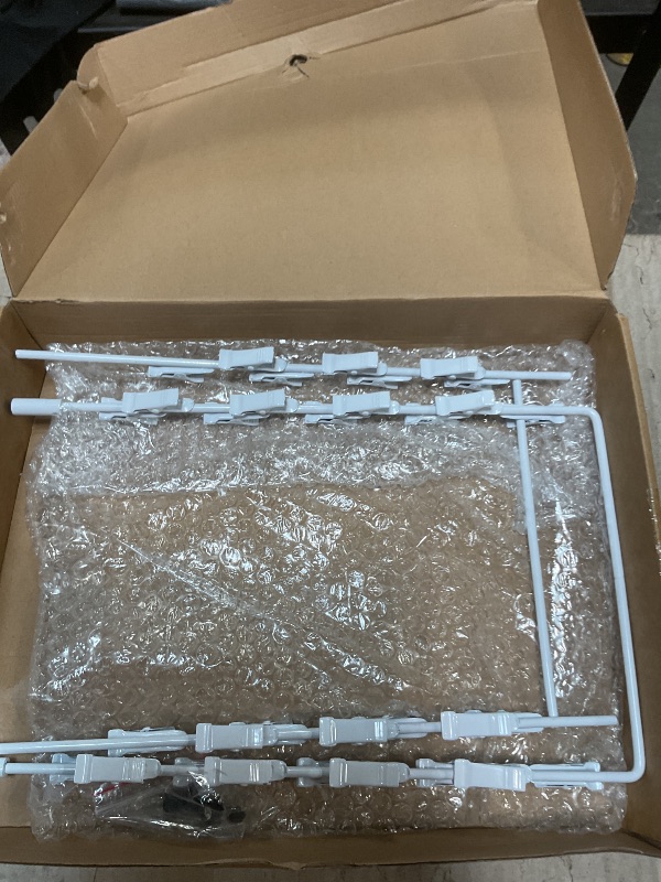 Photo 1 of ***FOR PARTS/ MISSING ASSEMBLY PIECES***** Outus Chip Snack Rack Clip Display Countertop Rack Potato Candy Chip Bag Holder 2 Strand with 30 Clips for Retail Stand Cotton Candy Bags Snacks, 10 x 24 In(White,1 Piece)