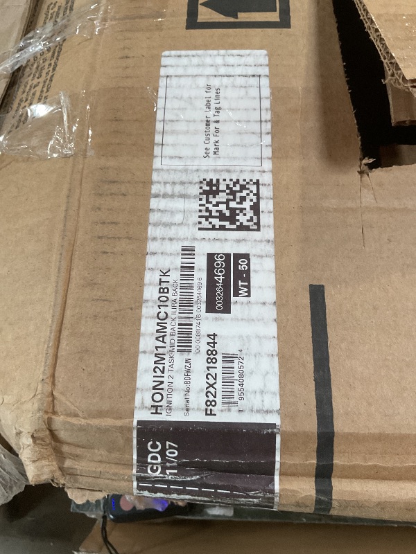 Photo 1 of **RECOMEDED FOR PARTS/ HEAVILY USED & MISSING WHEELS*** HON Ignition 2.0 Mid?Back Ergonomic Office Chair, Mesh Task Desk Chair with Lumbar Support, Standard Synchro?Tilt, Height and Width Adjustable Arms, Black Frame, Black