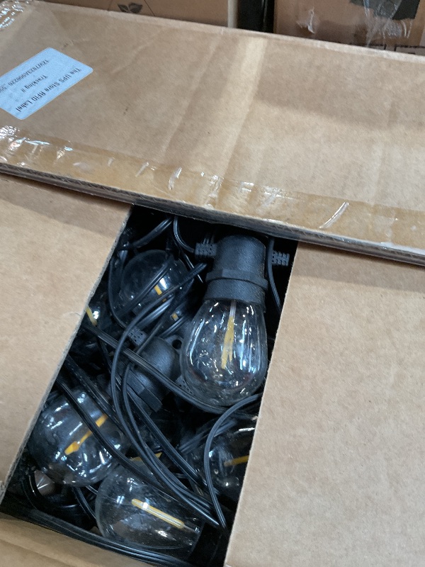Photo 1 of ***HAS MINOR HEAT DAMAGE TO BULBS*** Minetom 202FT Solar String Lights Outdoor Waterproof, 65 LED S14 Shatterproof Bulb, Patio Lights with Remote Type-C Port Timable, 3 Light Modes Dimmable Solar String Lights for Outside, Yard, Camping