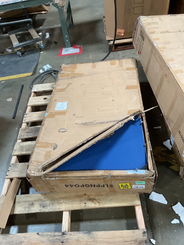 Photo 1 of ***DAMAGED/TABLE HAS HOLE*** 
SereneLife Full Size Ping Pong Table, 9’ x 5’ Regulation Fold-Flat Table Tennis Table, Hinged Panels for SUV Transport and Easy Storage, Portable Space-Saving Design, Net & Post Set Included