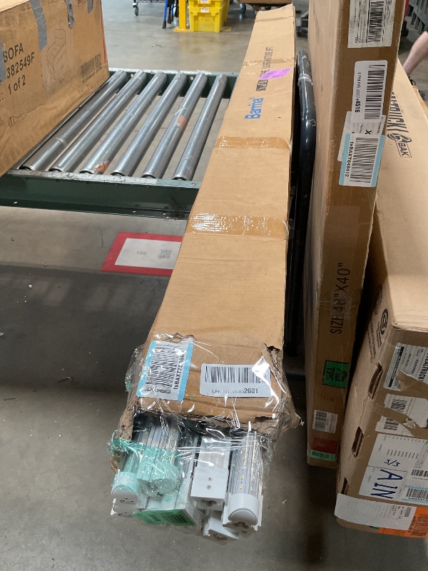 Photo 1 of **FOR PARTS/ NON-FUNCTIONAL*** Barrina LED Shop Lights 8FT, 100W 15000LM 6500K Super Bright White, T8 LED Garage Lights, V Shape Clear Cover, High Output Tube, Linkable 8 Foot Strip Light for Workshop, Warehouse with Plug, 10 Packs
