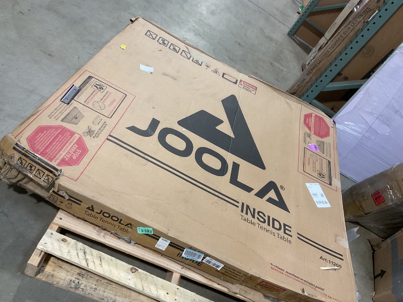 Photo 1 of ** major damage to frame support piece**JOOLA Inside Professional MDF Indoor Ping Pong Table with Quick Clamp Table Tennis Net and Post Set - 10 Minute Easy Assembly - Tournament Quality - Foldable with Single Player Playback Mode, Blue