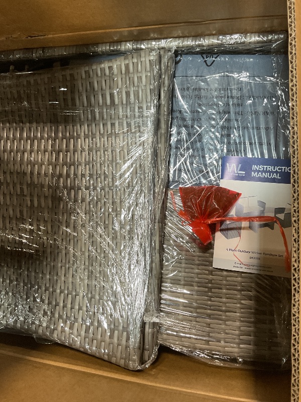 Photo 1 of ***INCOMPLETE SET BOX NUMBER 2 OUT 2BOXES *** Wisteria Lane Patio Furniture Set, Wicker Outside Outdoor Furniture for All Weather, Patio Sofa with High Backrest Support and Wide Armrest for Backyard, Balcony, Deck, Porch, Navy Blue