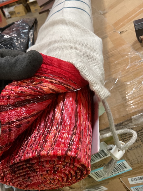 Photo 1 of ** bag is dirty from transport **Fab Habitat Outdoor Rug - Waterproof, Fade Resistant, Crease-Free - Premium Recycled Plastic - Striped - Patio, Porch, Deck, Balcony - Cancun - Sunset - 5 x 8 ft