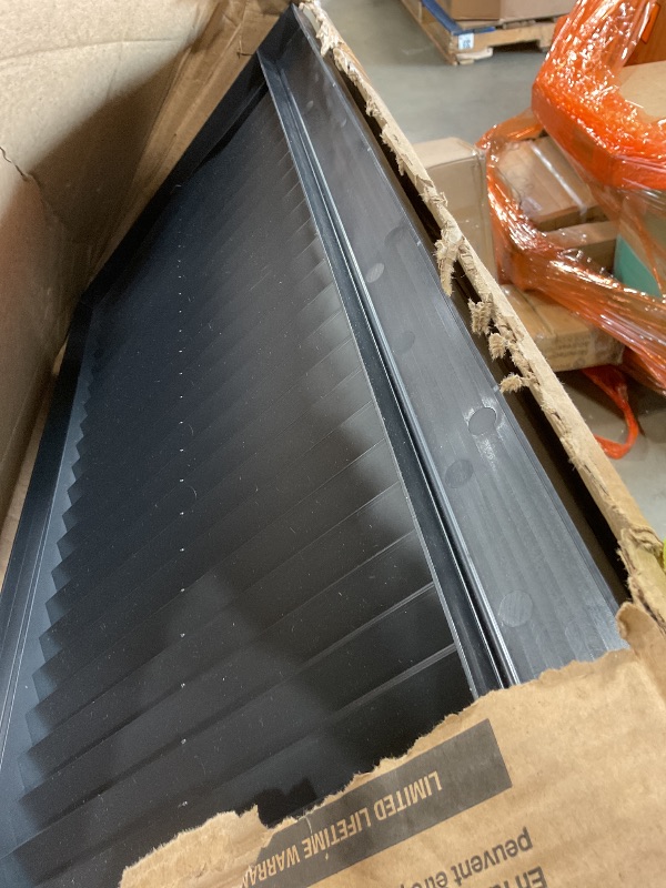 Photo 1 of **MAY SLIGHLTY DIFFER FROM STOCK**** Ekena Millwork Lifetime Vinyl LL1S14X07200BL Standard Cathedral Top Center Mullion, Open Louver Vinyl Shutters, w/Installation Shutter-Lok's & Matching Screws (Per Pair), 14 1/2"W x 72"H, Black
