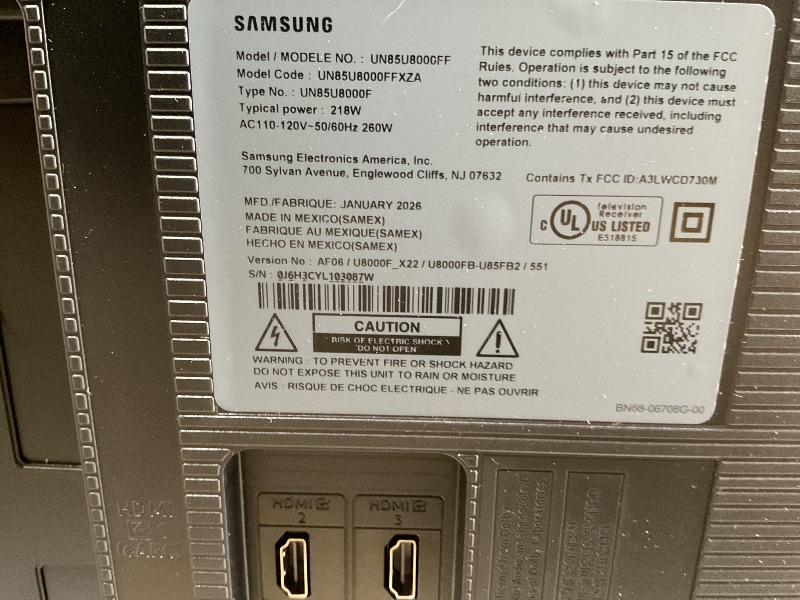 Photo 1 of **selling for parts. Major damage to screen**Samsung 85-Inch Class Crystal UHD U8000F 4K Smart TV (2025 Model) Endless Free Content, Processor, MetalStream Design, Knox Security, Alexa Built-in