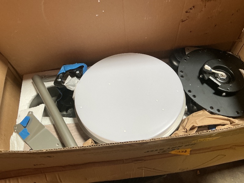 Photo 1 of ***USED/MISSING PIECES*** 
72 inch Large Brushed Nickel Modern Ceiling Fans with Lights and Remote, Indoor/Outdoor Ceiling Fan with 10 Blades, 32W LED light 3 CCT, 6 Speed Reversible Quiet DC Motor, Dual Finish Blades