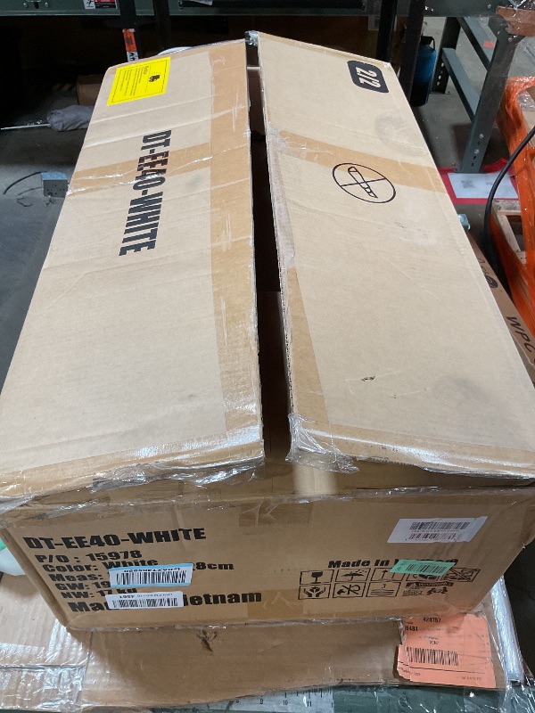 Photo 1 of ***ONLY BOX 2 ***MISSING PIECES***FDW | 5-Piece Dining Table Set | White | Glass Kitchen Table with 4 Upholstered Chairs and Faux Leather Cushions | Space-Saving and Modern Design | for Dining Room, Easy to Assemble