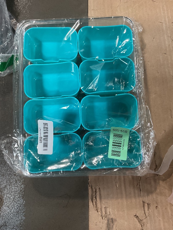 Photo 1 of ***MISSING LID*** Divided Serving Tray with Lid and Handle - Snackle Box Charcuterie Container for Portable Snack Platters Organizer for Candy, Fruits, Nuts, Snacks - Perfect for Party, Entertaining, Lake blue