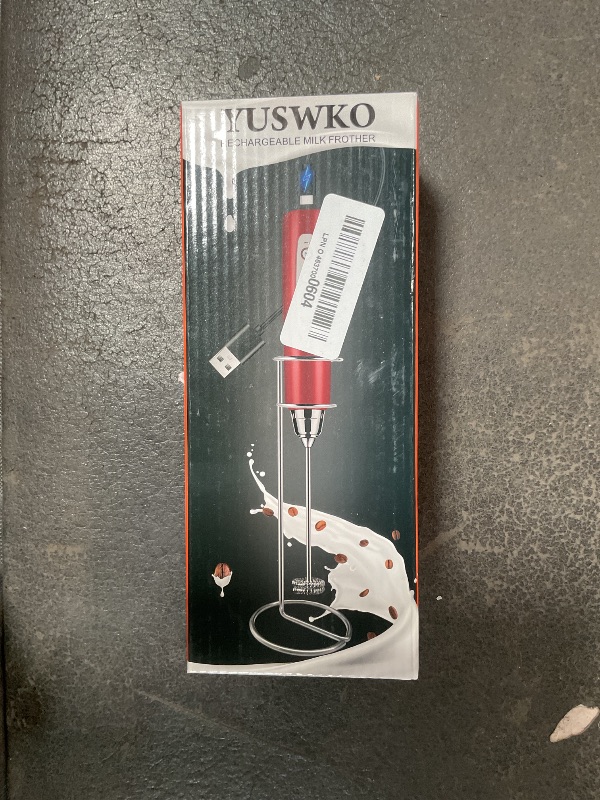 Photo 1 of ***PARTS ONLY***NON FUNCTIONAL***YUSWKO Red Rechargeable Milk Frother for Coffee with Stand, Handheld Drink Mixer with 3 Heads 3 Speeds Electric Stirrers for Latte, Cappuccino, Hot Chocolate, Egg