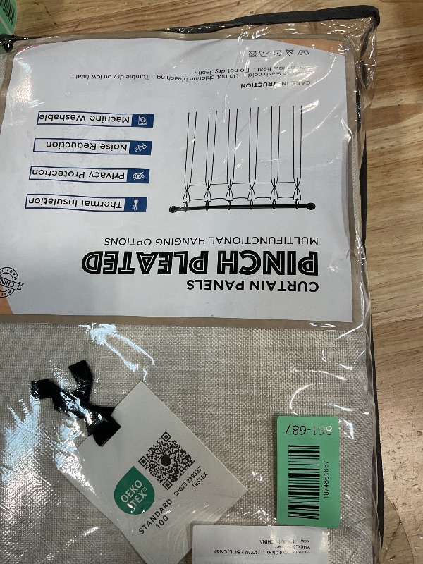 Photo 1 of 100% Blackout Shield Linen Look Textured Pinch Pleated Curtains Blackout Drapes 84 Inch Long 2 Panels Set, Cream Blackout Curtains for Bedroom & Living Room, 40" W x 84" L