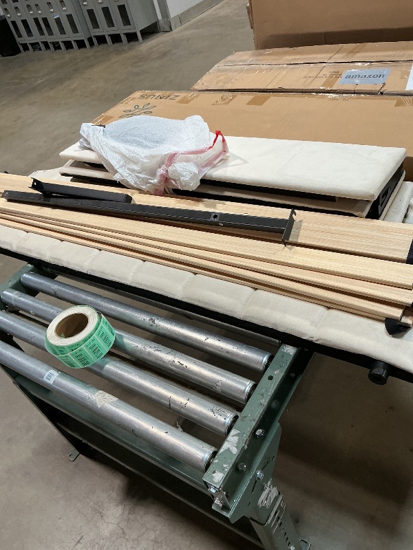 Photo 1 of *** MISSING ASSEMBLY PIECES AND MISSING HEADBOARD CAN BE USED FOR PARTS***GarveeHome Queen Size Velvet Bed Frame, 50.2 in Tall Headboard & Footboard, Upholstered Platform Queen Bed Frame with Nailhead Trim, No Box Spring Needed, Noise Free, Solid Wooden S
