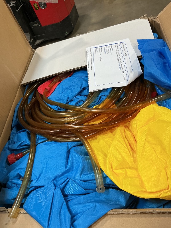 Photo 1 of ***Tube damage***Inflatable Bounce House or Water Slide Wet or Dry with Sun Roof, Ball Pit 30 Balls, Water Gun, Fun Bouncing Area with Basketball Hoop, Long Slide with Climbing Wall, UL Certified Blower Included