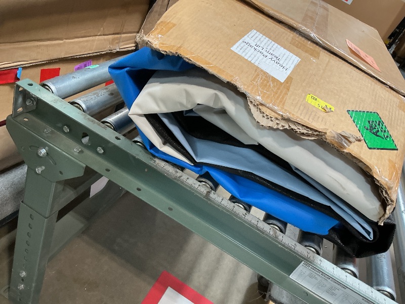 Photo 1 of ***RECOMENDED FOR PARTS HAS MANY HOLES THAT WILL NEED PATCH WORK IN ORDER TO INFLATE*** ACWYENN 10/12/15FT Inflatable Water Trampoline for Lake, Floating Water Trampoline with Rope Ladder and Mooring Ropes Without Pump Blue (15FT Blue-White)