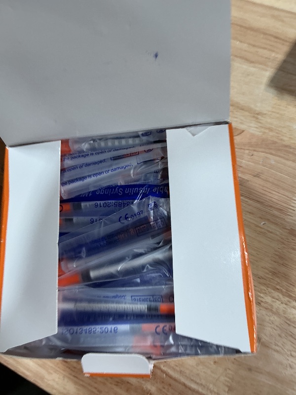 Photo 1 of 100 Pack 1ml Syringes with Needle-30Ga 5/16 Inch, Individually Sealed Packaging