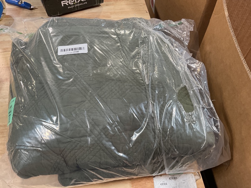 Photo 1 of ***MISSING PIECES*** WDCOZY 100% Cotton King Size Quilt Set - Olive Green Pre-Washed Soft Lightweight Modern Bedspread, Farmhouse Country Rustic Coverlet, Textured Like Linen, Shabby Chic Gauze Bedding, 3 Pieces