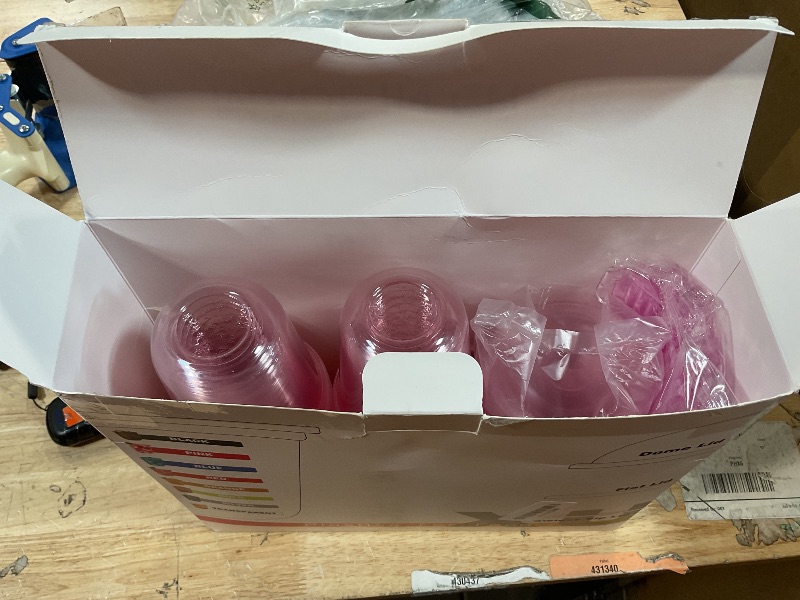 Photo 1 of 12oz Disposable Stemless Glasses with Flat Lids and Straws,PET Disposable Drinking Cups,Clear Plastic Wine Glasses for Parties Birthday,Wedding,Meeting,Christmas Party Supplies. (50, Pink)