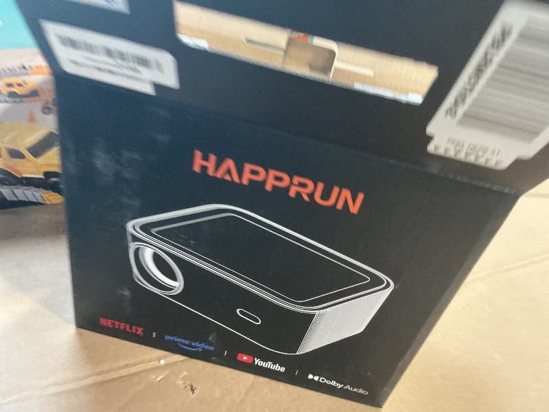 Photo 1 of 1500 ANSI lumens built-in streaming app full HD smart projector, HAPPRUN 4K projector, supports Wi-Fi and Bluetooth, Dolby audio, 300-inch large screen, suitable for home, outdoor, and indoor viewing