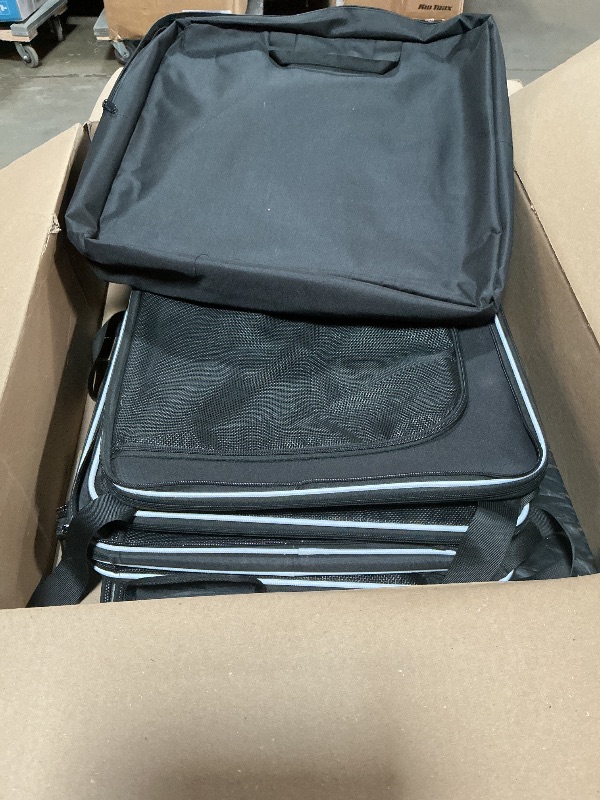 Photo 1 of ****NET DAMAGED***Petskd Portable Double Cat Carrier with Litter Box for Multiple Cats 2in1 Car Travel Carriers 36x17x17in Dual Large Cat Carrier with Safety Locking Zippers for Long Distance Travel