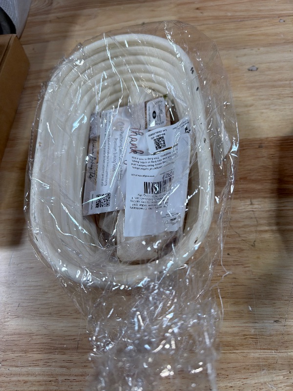 Photo 1 of "Saint Germain Bakery Premium Round Bread Banneton Basket with Liner - Perfect Brotform Proofing Basket for Making Beautiful Bread (10"" Oval (2x count))"