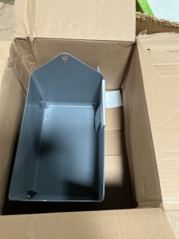 Photo 1 of **MISSING HANDLE*** ALUE GINKGO Large Storage Basket – Plastic Caddy with Wooden Handle for Bathroom, Pantry, or Cleaning Supplies (Gray)