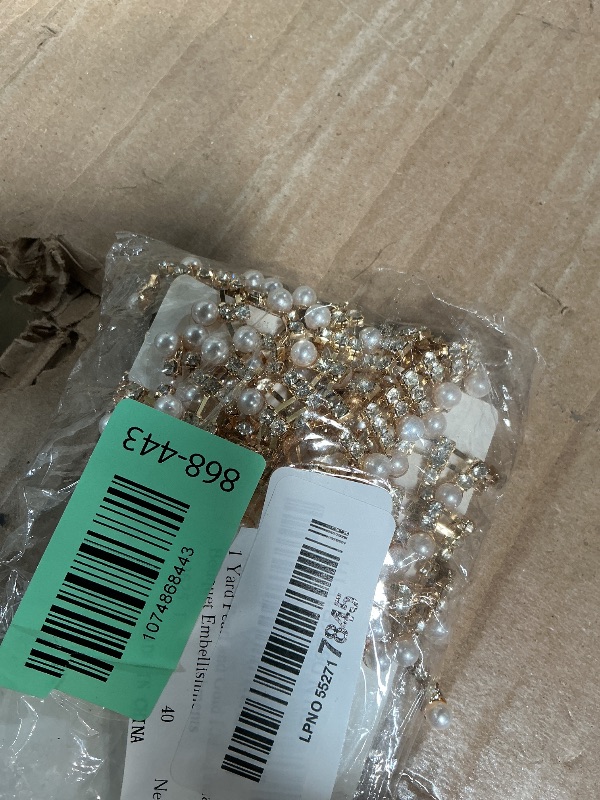 Photo 1 of 1 Yard Rhinestone Tassel Trim Pearl Ribbon, Pearl and Gold Rhinestone Trim Gold Crystal Fringe Applique Ribbon for Carfts Sewing DIY Jewelry, Wedding Dress Crafting, Bridal Bouquet Embellishments