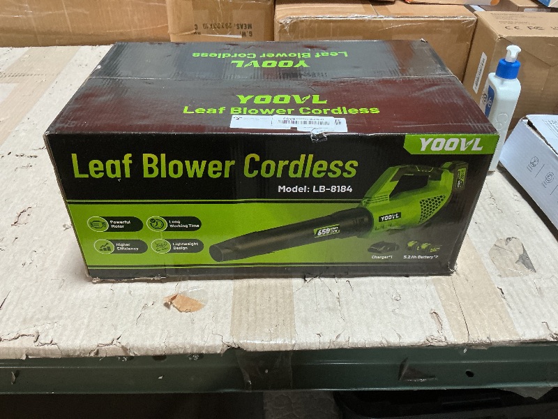 Photo 1 of **MISSING CHARGER CORD/ BATTERY*** Leaf Blower Cordless, 650CFM Electric Leaf Blowers with 2 x 5.2Ah Batteries and Charger, 3 Speed Modes, 1 x Adjustable Shoulder Strap, Powerful Blowers for Lawn Care, Patio, Dust, Blowing Leaves