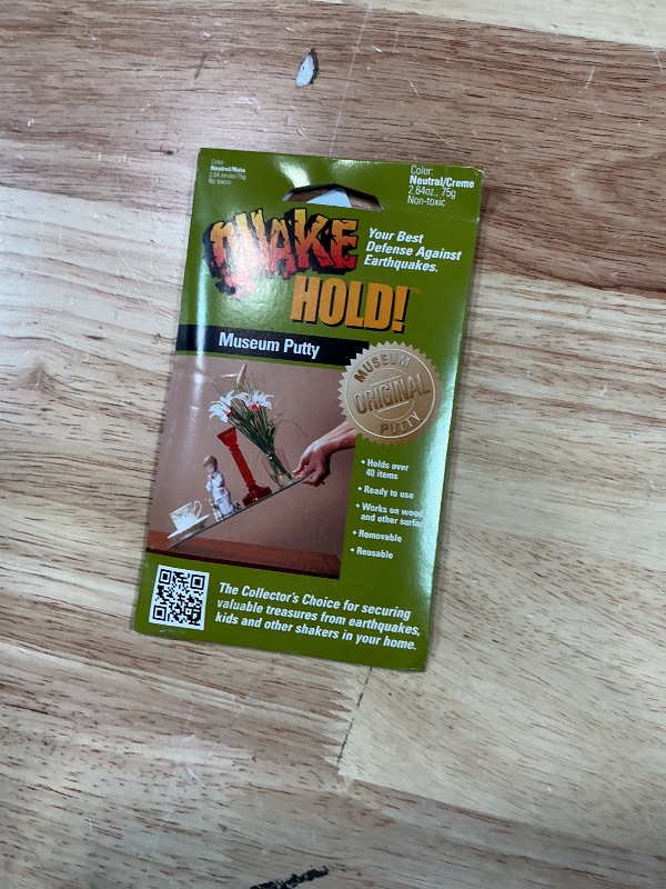 Photo 1 of ***ONLY ONE***QuakeHOLD! 88113 Museum Putty 2-Pack, Reusable Earthquake Putty for Securing Collectibles, Figurines, Vases, Antiques, Decor & Small Electronics on Smooth Surfaces, Removable Mounting Adhesive