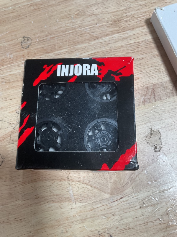 Photo 1 of *** STOCK WHEEL COVERS**** INJORA 1.3 Aluminium Beadlock Wheel Rims - Negative Offset -4.05mm for TRX4M SCX24 Upgrade 1/24 1/18 RC Crawler Car(Black)