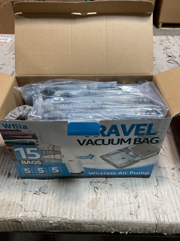 Photo 1 of 15 Packs Vacuum Bags for Travel with Rechargeable Pump, 3 Sizes Vacuum Seal Bags for Clothing, Compression Vacuum Travel Bags for Luggage, Vacuum Packing Bags for Closet Organization