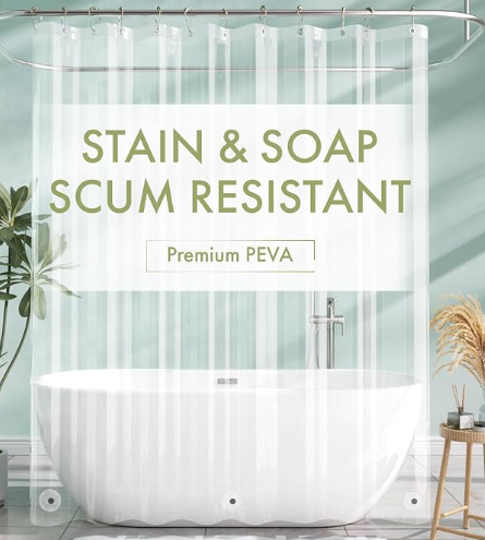 Photo 1 of ***PHOTO FOR ITEM REFERENCE NOT EXACT*** AmazerBath Shower Curtain Liner, 72x72 Clear Shower Curtain Liner, Waterproof Plastic Shower Liner, Cute Lightweight PEVA Shower Curtain for Bathroom with 3 Magnets and 12 Rustproof Metal Grommets