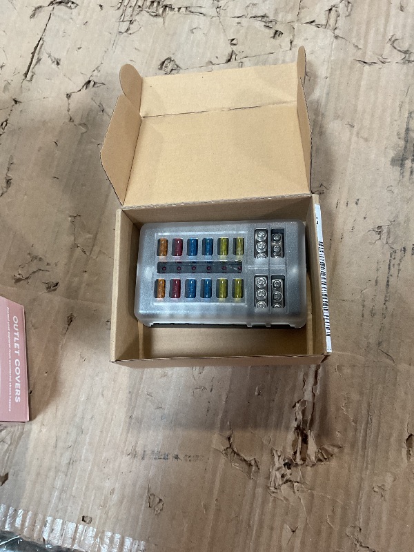 Photo 1 of 12 Circuits Fuse Block Panel - with Negative Bus Fuse Box Holder Screw, Marine Fuse Block DC 12-24V with LED Indicator Waterproof Cover for Car Marine Boat RV Truck, 24 Fuses Included
