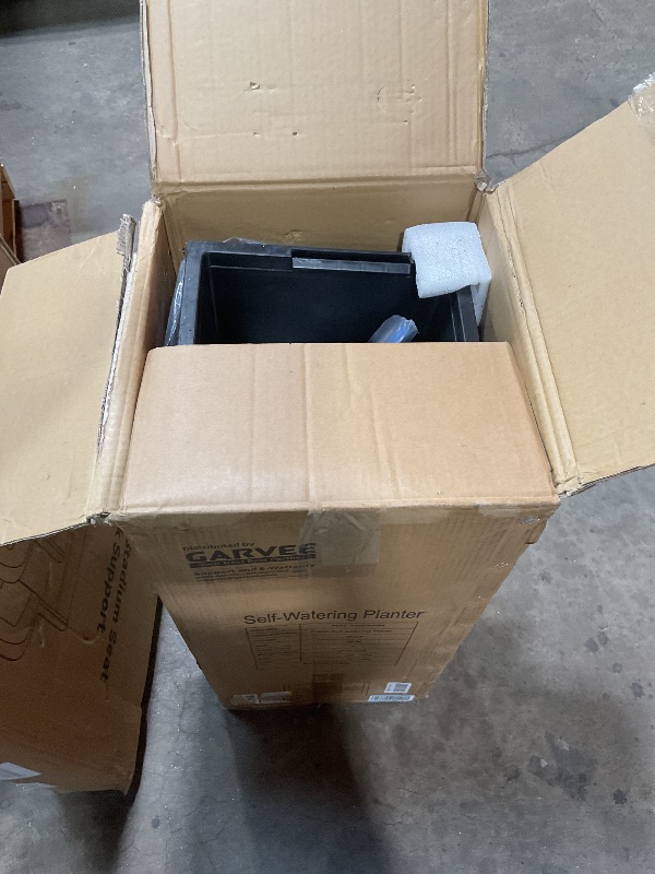 Photo 1 of ***RECOMENDED FOR PARTS/ PLASTIC DAMAGED / ODOR (FERTILIZER)*** Garvee 22.5" Tall Planters Set of 2, Outdoor?Indoor Black Planter Pots, High Front Porch Planter Pots with Drainage Holes?Water Level Monitor?Inner Bucket,Black