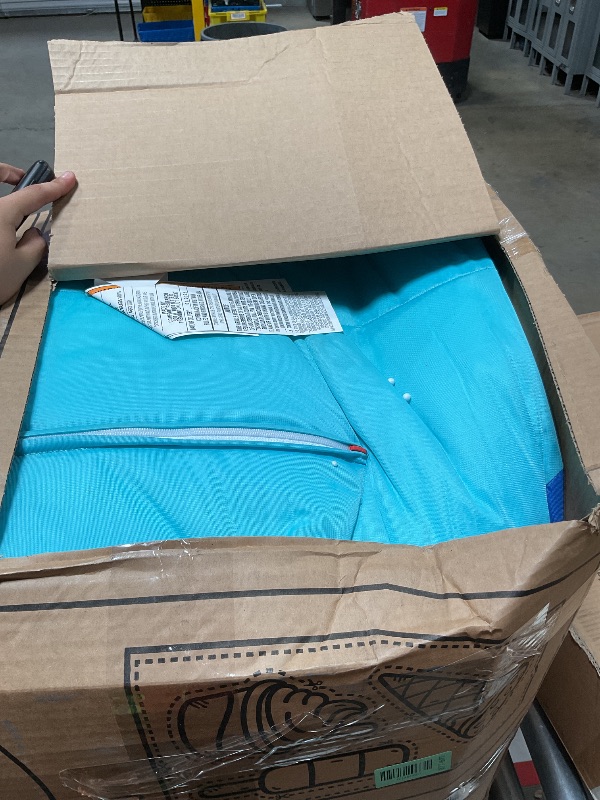 Photo 1 of ***RIPPED***Big Joe Captain's Float No Inflation Needed Pool Lounger with Drink Holder, Blurred Blue Double Sided Mesh, Quick Draining Fabric, 3 feet