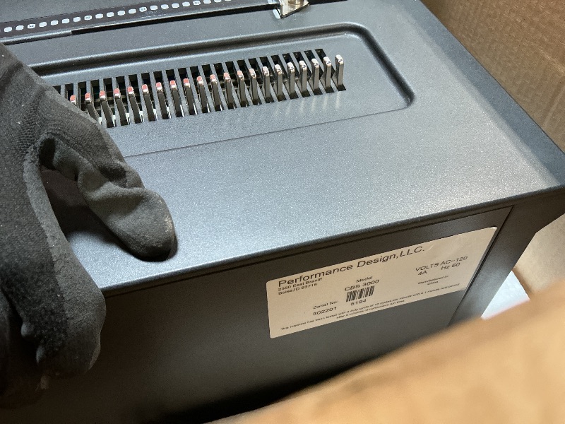 Photo 1 of ***MINOR DMG***CBS3000 Coil Binding System 3000, Black; All-in-One Spiral Punch, Bind, and Crimping System; LED Panel; Open-Ended Punch Throat; Dual Coil Rollers; Power Crimper; Oval Hole; Foot Pedal