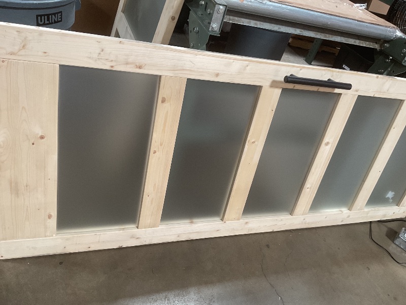 Photo 1 of *** UNFINISHED DOOR***32" x 80" French Doors Slab, Pine 5-Lite Frosted Glass Interior Door for Hallway, Bedroom Door with Window, Unfinished & Ready-to-Stain Pine Door Panel w/o Borehole or Hinges