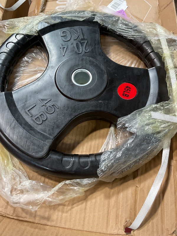 Photo 1 of *** MISSING ONE PLATE**GIKPAL 2.5LB Olympic Weight Plates Pair, 2-Inch Three-Grip Rubber Coated Plates with Steel Hub for Micro Loading, Rehab & Home Gym Training