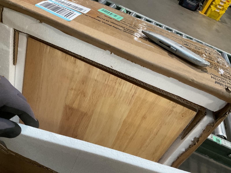 Photo 1 of ***MISSING PIECES*** Kitchen Island Cart with Solid Wood Top, 35.4" Width Mobile Carts with Storage Cabinet, Rolling Kitchen Table with Spice Rack, Towel Rack, Drop Leaf and Drawer, Portable Islands on Wheels, White